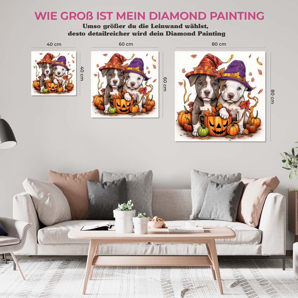 5D Diamond Painting AB Steine Halloween Dogs, Unique-Diamond