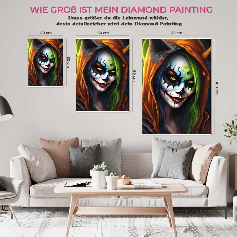 5D Diamond Painting AB Steine Halloween Face Art, Unique-Diamond