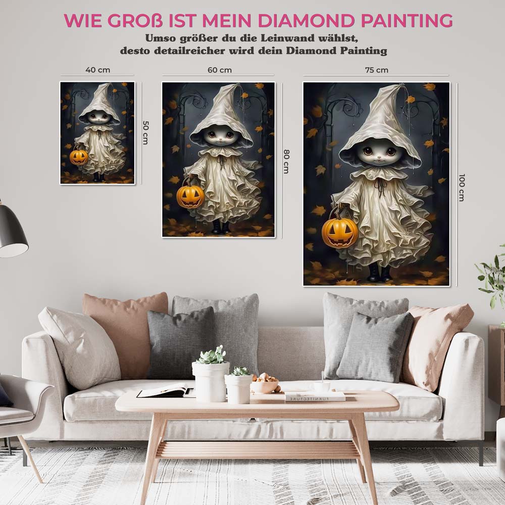 5D Diamond Painting AB Steine Halloween Geist, Unique-Diamond