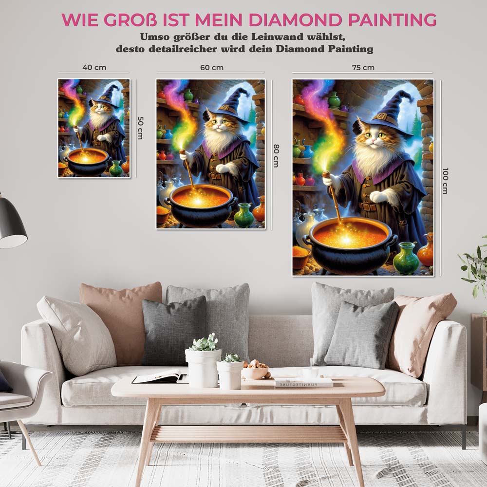 5D Diamond Painting AB Steine Halloween Katzenhexe, Unique-Diamond