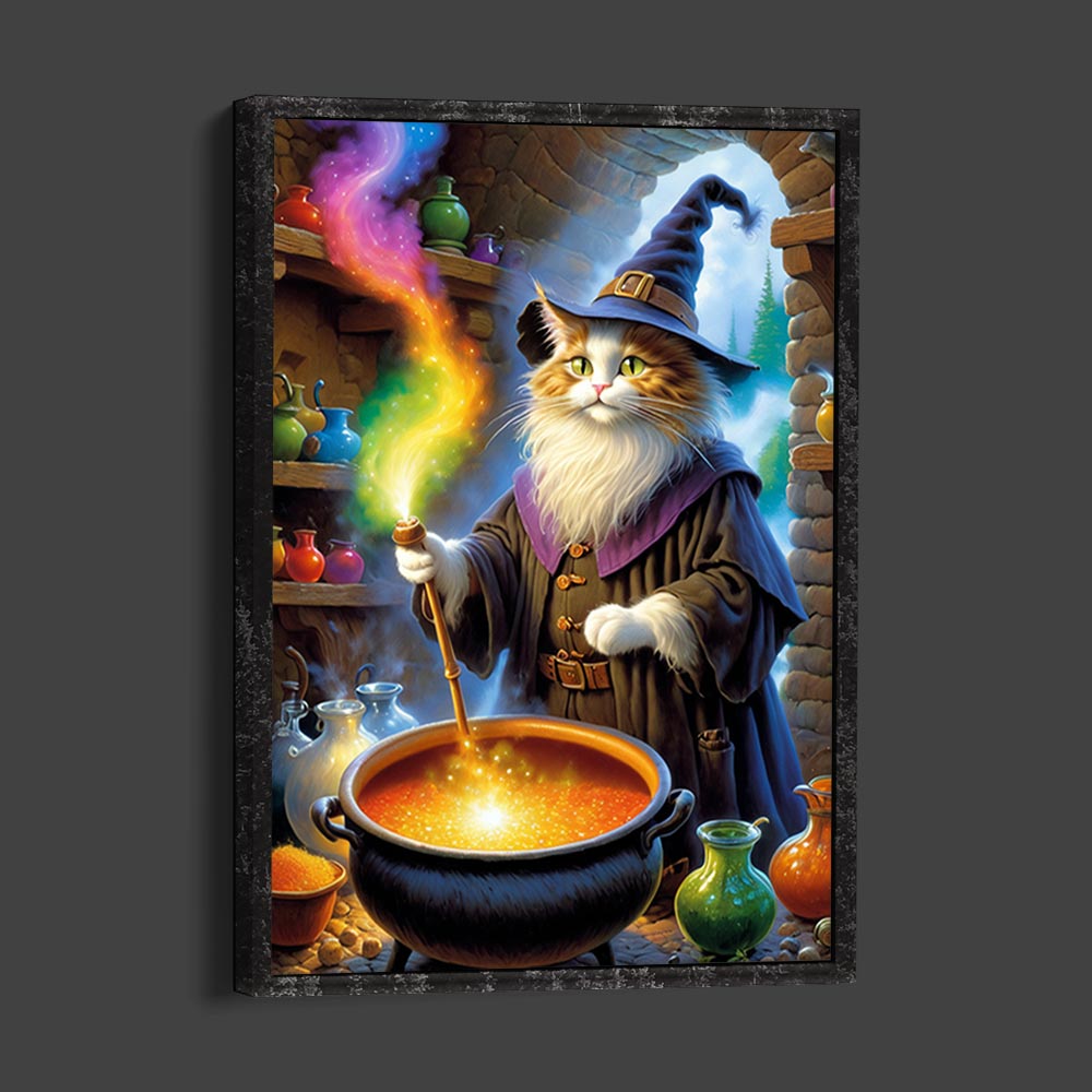 5D Diamond Painting AB Steine Halloween Katzenhexe, Unique-Diamond