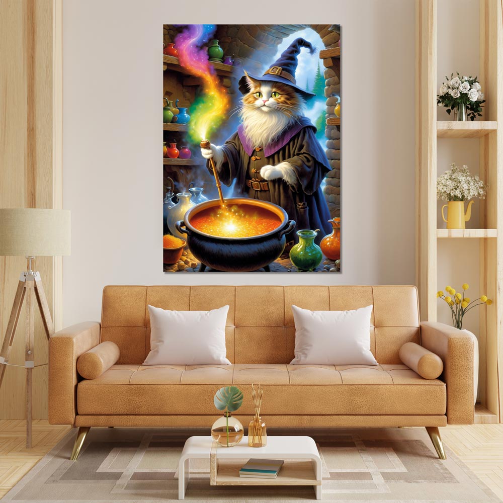 5D Diamond Painting AB Steine Halloween Katzenhexe, Unique-Diamond