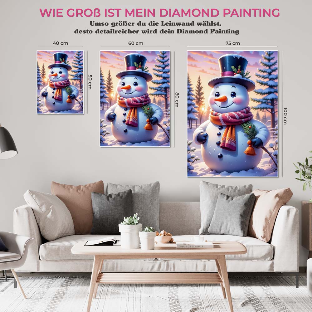 5D Diamond Painting AB Steine Happy Snowman, Unique-Diamond