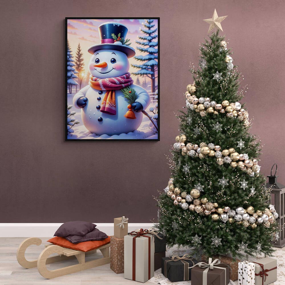 5D Diamond Painting AB Steine Happy Snowman, Unique-Diamond