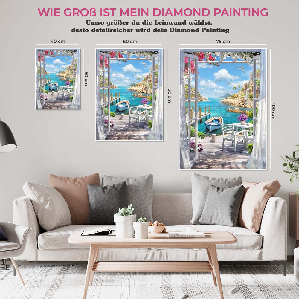 5D Diamond Painting AB Steine Haus am Strand, Unique-Diamond