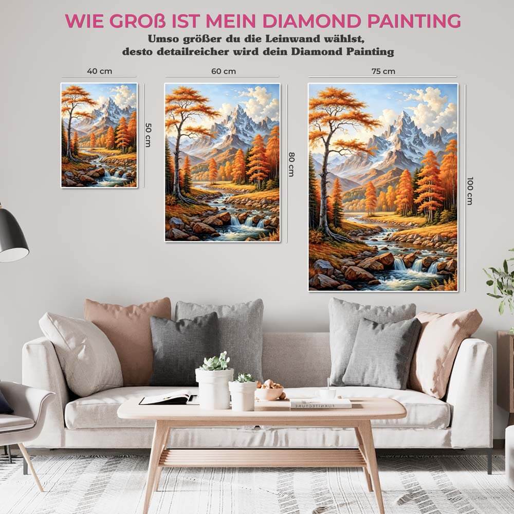 5D Diamond Painting AB Steine Herbstlandschaft mit 100 Farben, Unique-Diamond