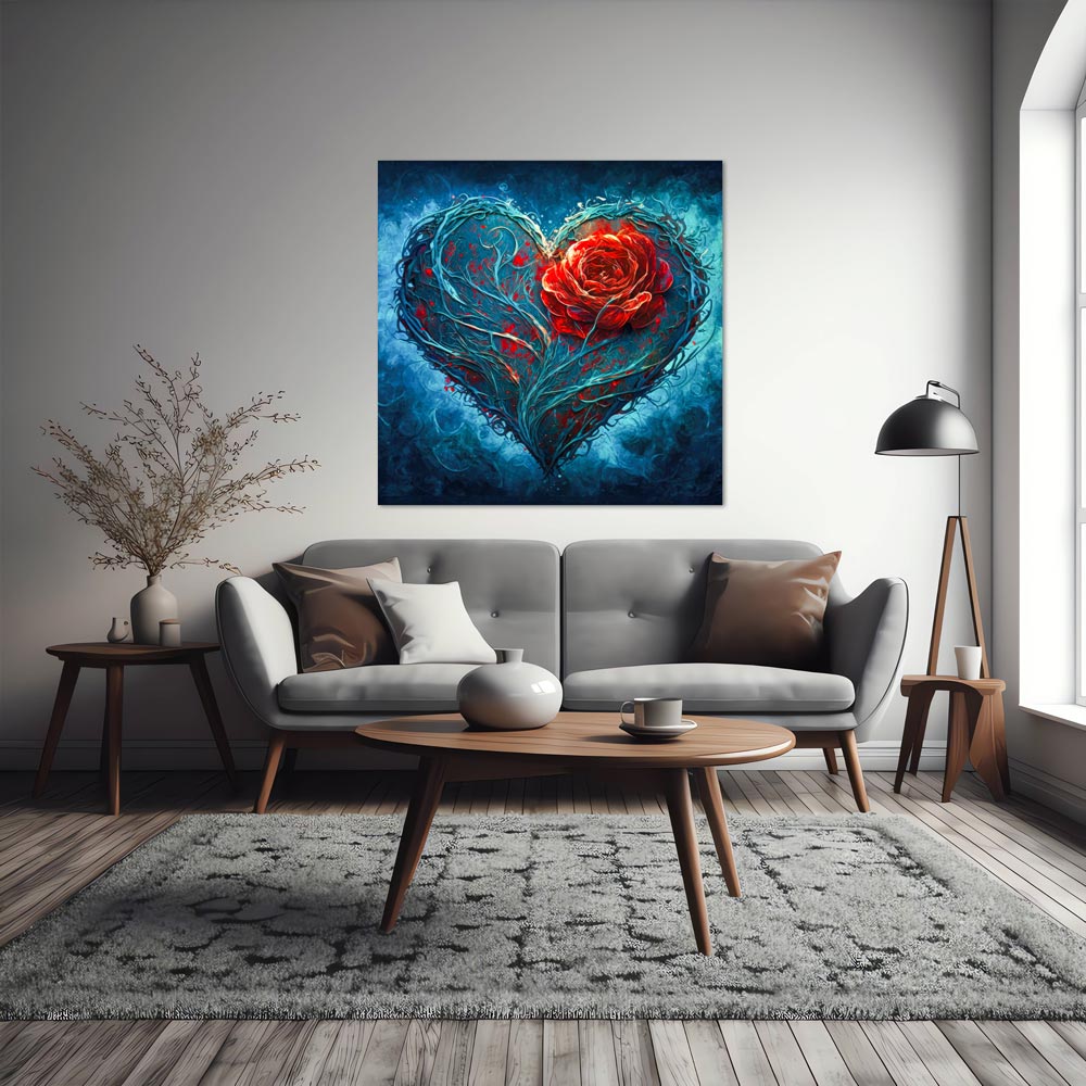 5D Diamond Painting AB Steine Herz Mit Rose, Unique-Diamond
