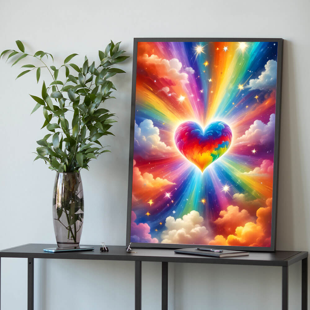 5D Diamond Painting AB Steine Herzwolke mit 100 Farben, Unique-Diamond