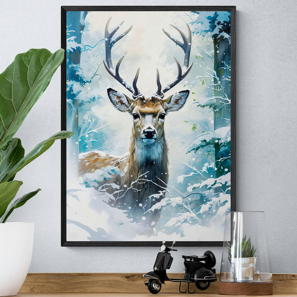 5D Diamond Painting AB Steine Hirsch Im Winter, Unique-Diamond