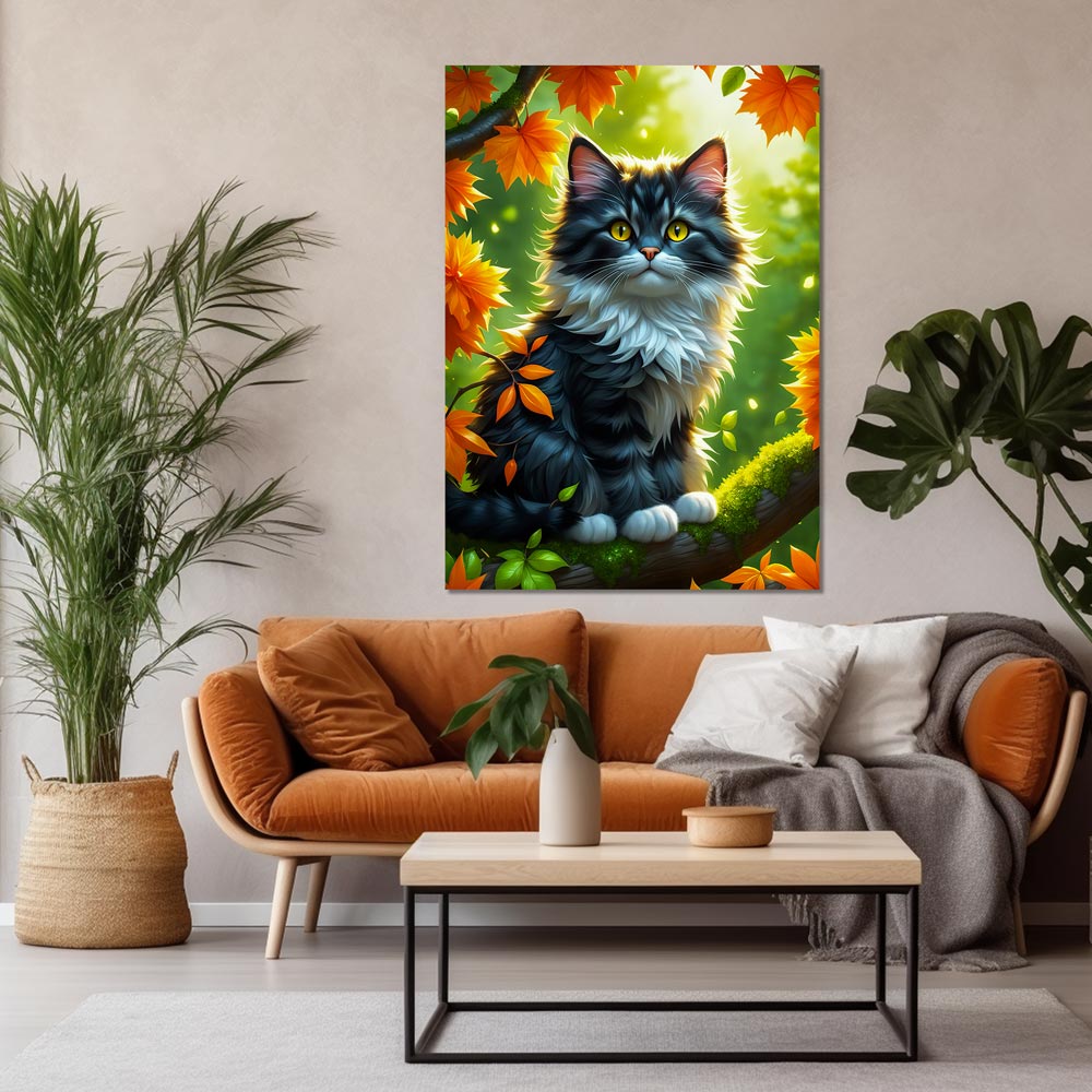 5D Diamond Painting AB Steine Katze im Herbst, Unique-Diamond