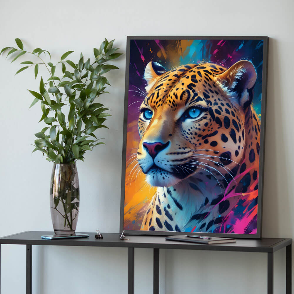 5D Diamond Painting AB Steine Leopard mit 100 Farben, Unique-Diamond