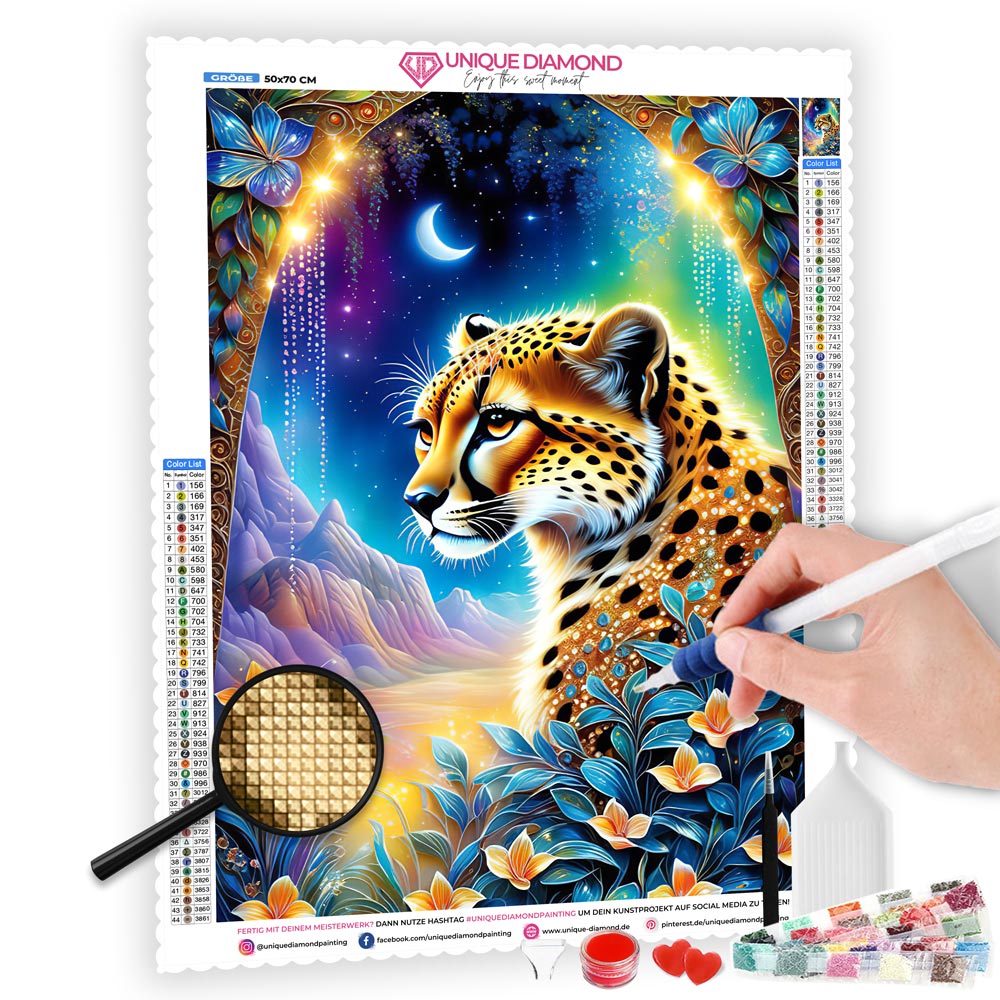 5D Diamond Painting AB Steine Leopard, Unique-Diamond