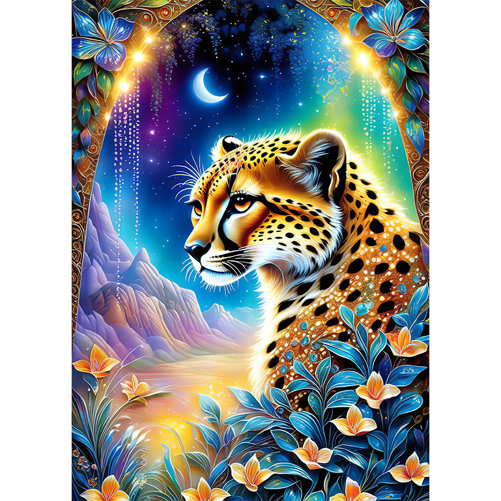 5D Diamond Painting AB Steine Leopard, Unique-Diamond