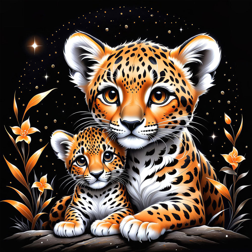 5D Diamond Painting AB Steine Leoparden, Unique-Diamond