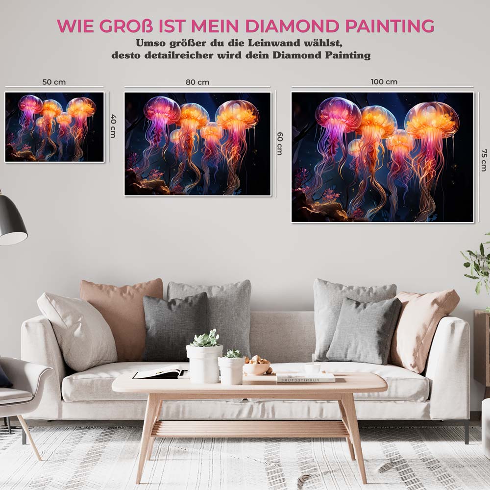 5D Diamond Painting AB Steine Leuchtende Quallen, Unique-Diamond