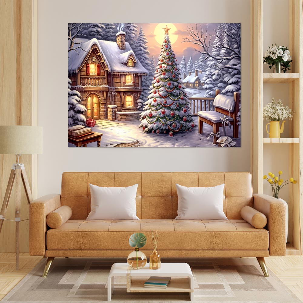 5D Diamond Painting AB Steine Weihnachtsbaum im Garten, Unique-Diamond