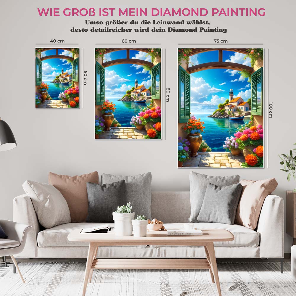 5D Diamond Painting AB Steine Leuchtturm Blick, Unique-Diamond