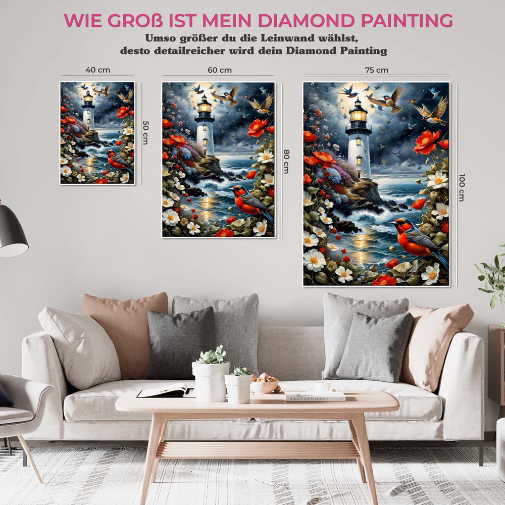 5D Diamond Painting AB Steine Leuchtturm, Unique-Diamond