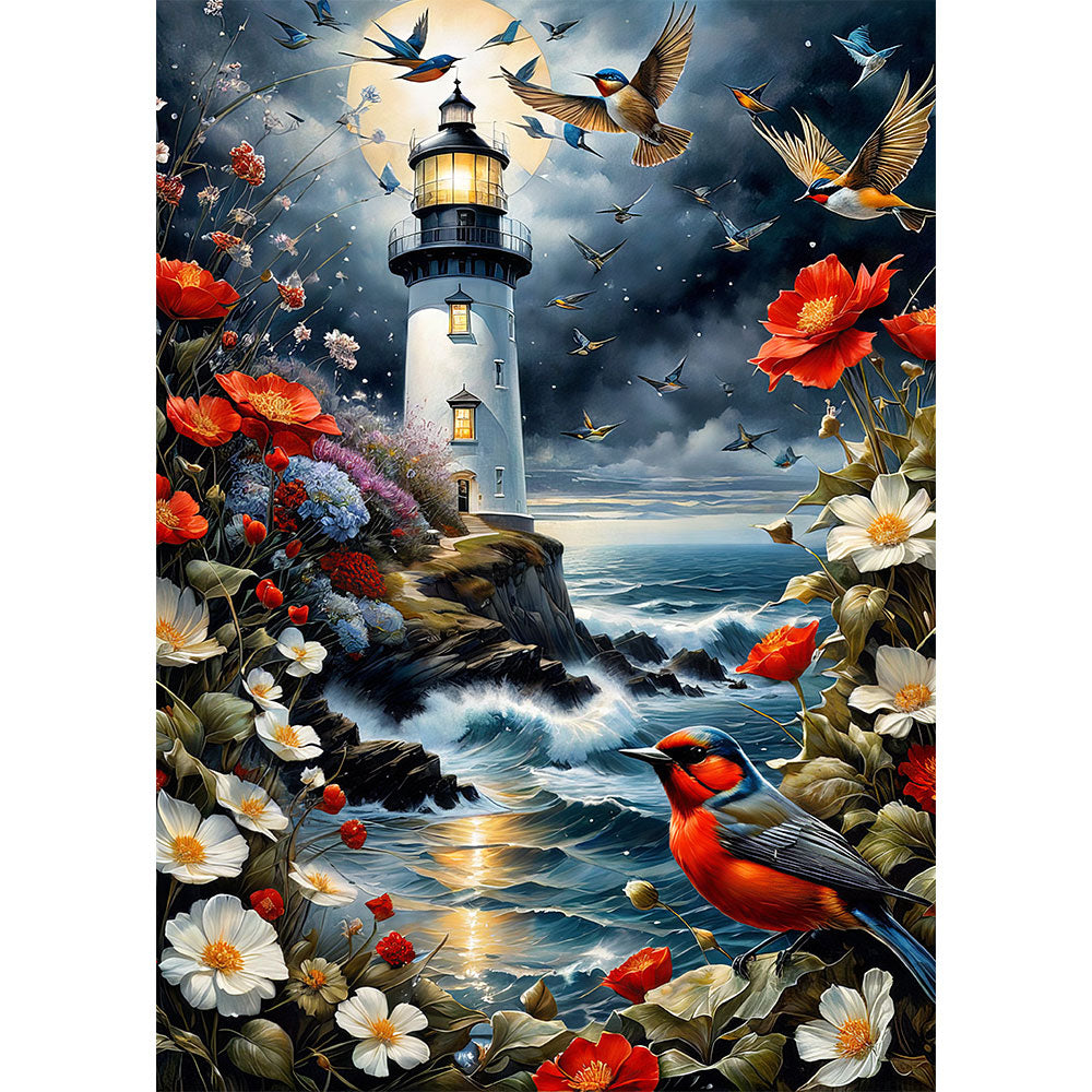 5D Diamond Painting AB Steine Leuchtturm, Unique-Diamond