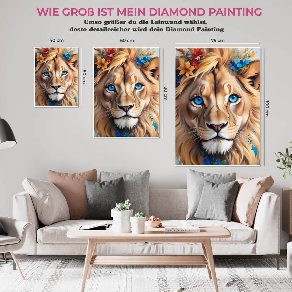 5D Diamond Painting AB Steine Lion mit 100 Farben, Unique-Diamond