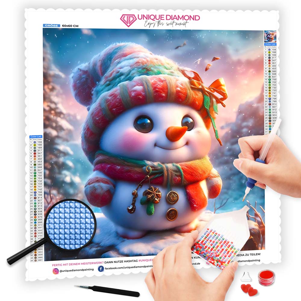 5D Diamond Painting AB Steine Little Snowman, Unique-Diamond