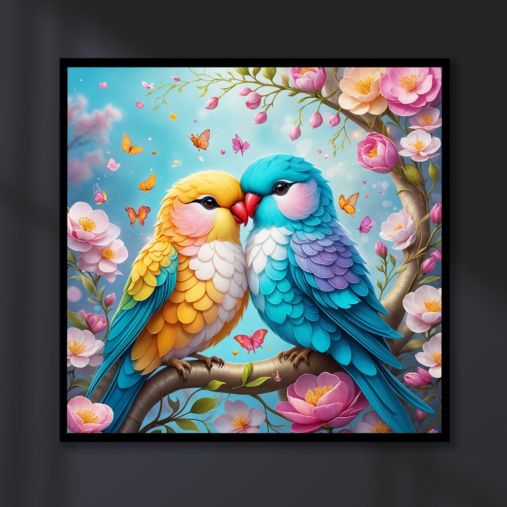 5D Diamond Painting AB Steine Love Parrot, Unique-Diamond