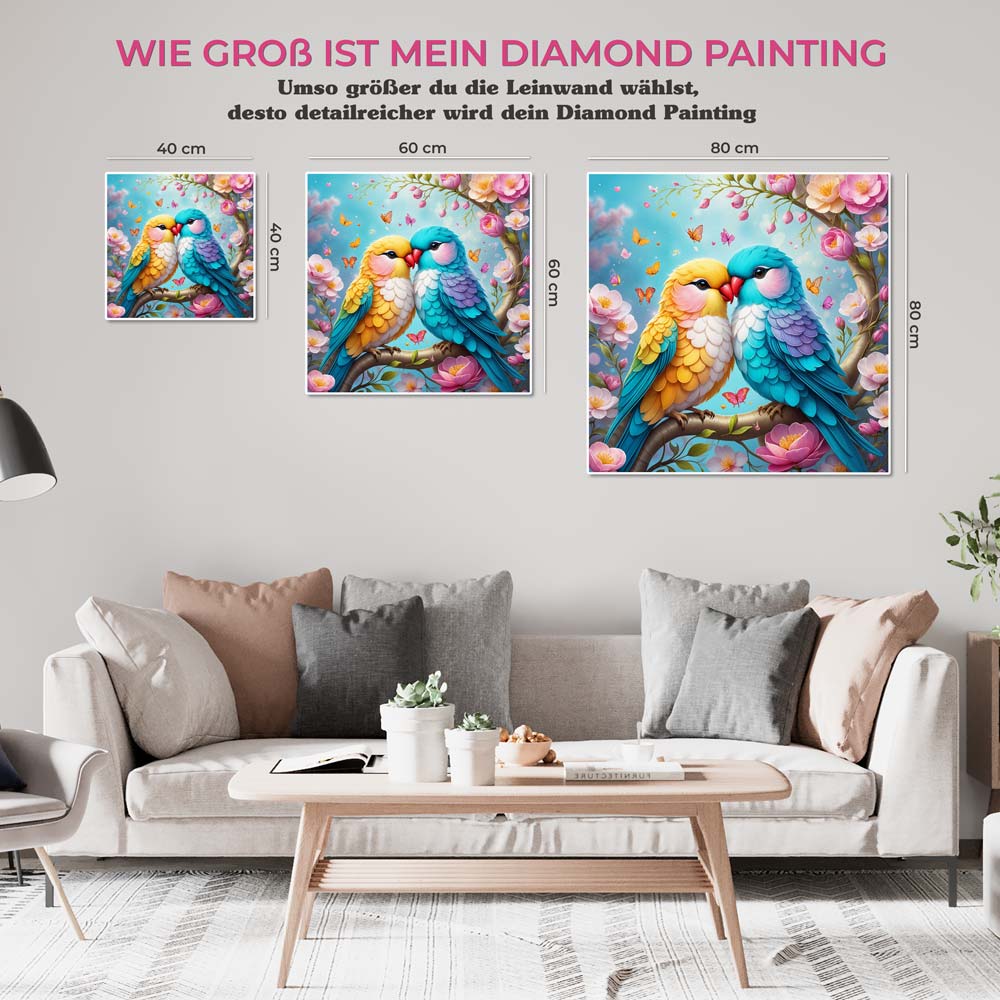 5D Diamond Painting AB Steine Love Parrot, Unique-Diamond