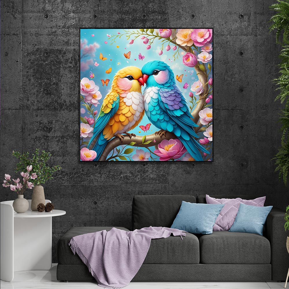 5D Diamond Painting AB Steine Love Parrot, Unique-Diamond