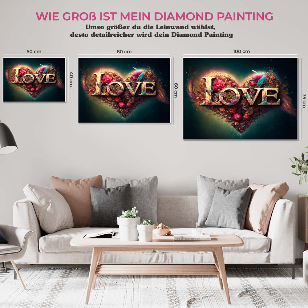 5D Diamond Painting AB Steine Love, Unique-Diamond