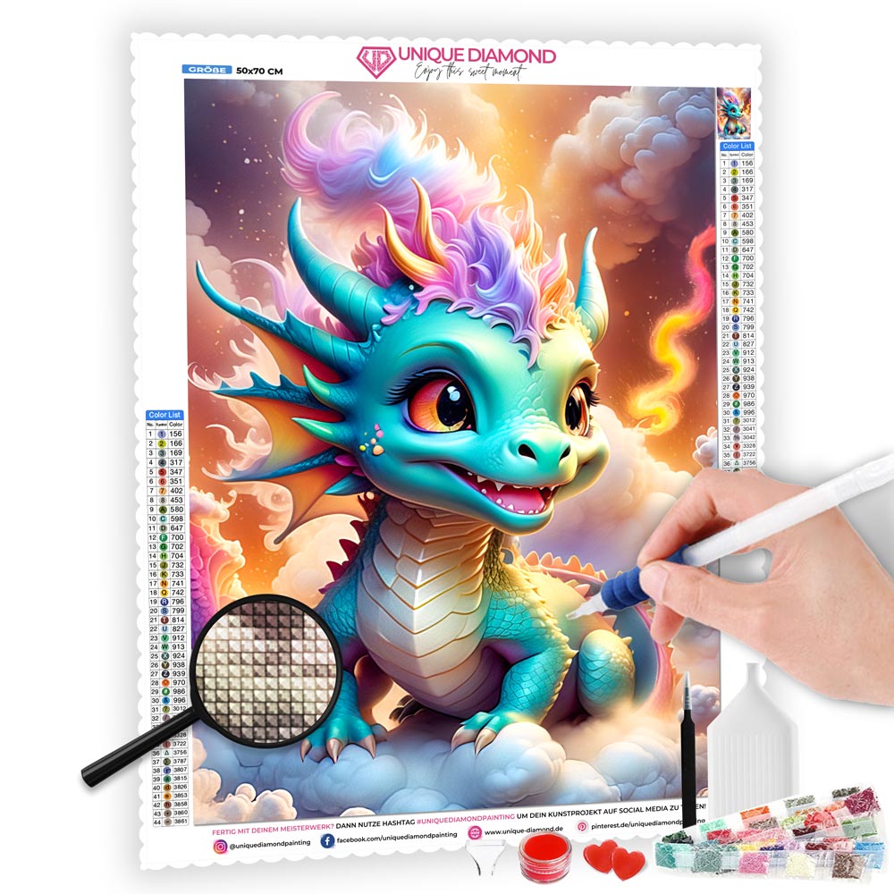 5D Diamond Painting AB Steine Lucky Dragon, Unique-Diamond