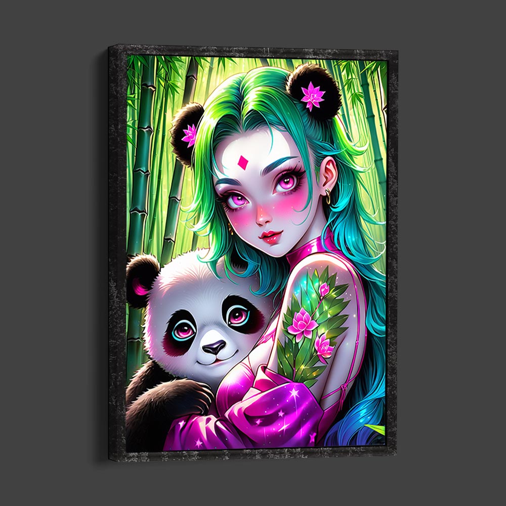 5D Diamond Painting AB Steine Mädchen mit Panda, Unique-Diamond