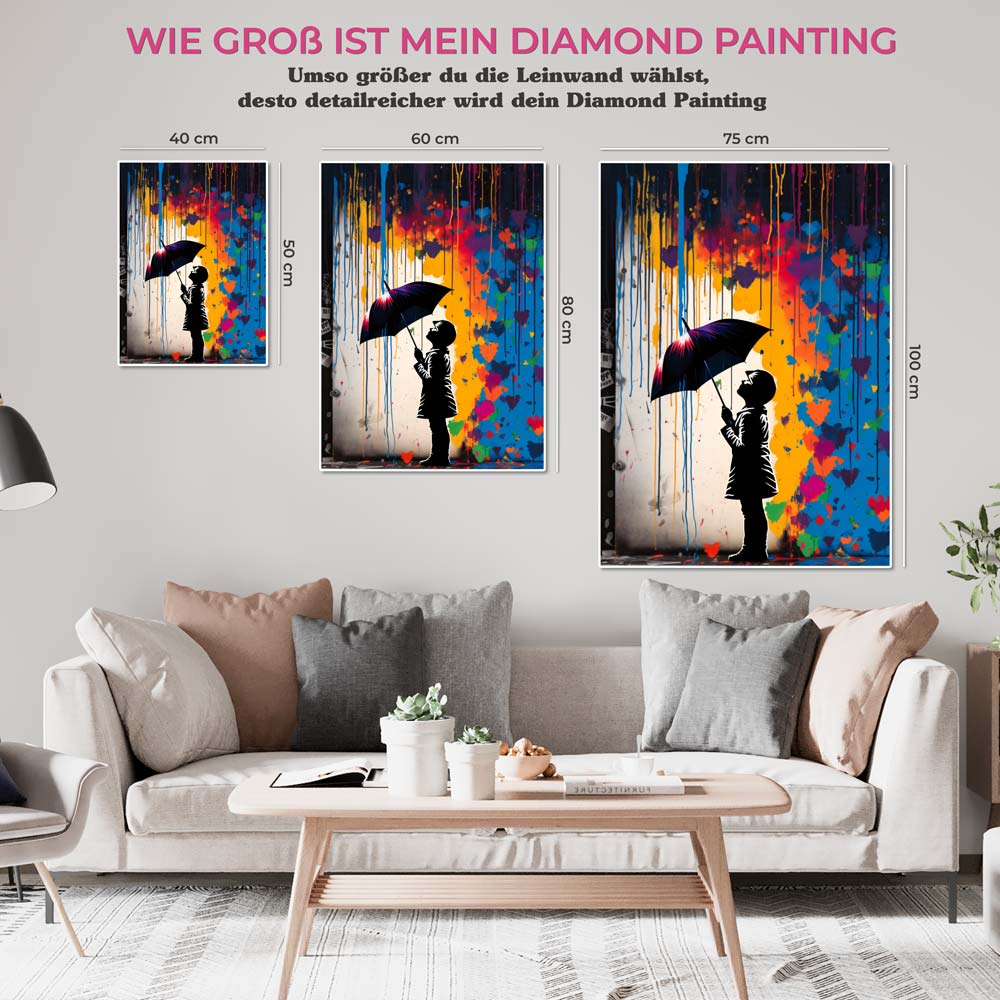 5D Diamond Painting AB Steine Mädchen mit Regenschirm, Unique-Diamond