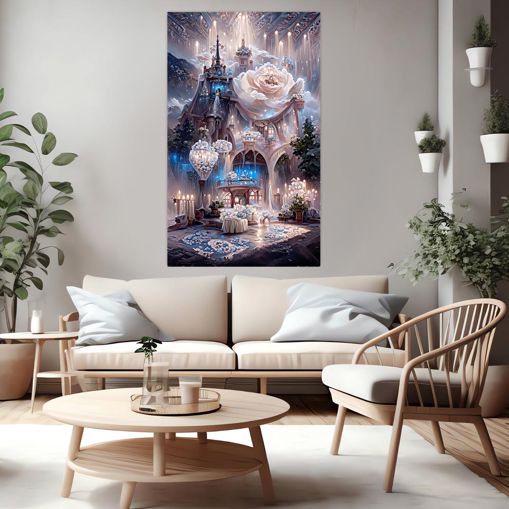 5D Diamond Painting XXL AB Steine Märchenschloss mit Rosen, Unique-Diamond