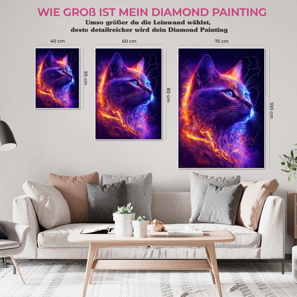 5D Diamond Painting AB Steine Magic Cat, Unique-Diamond