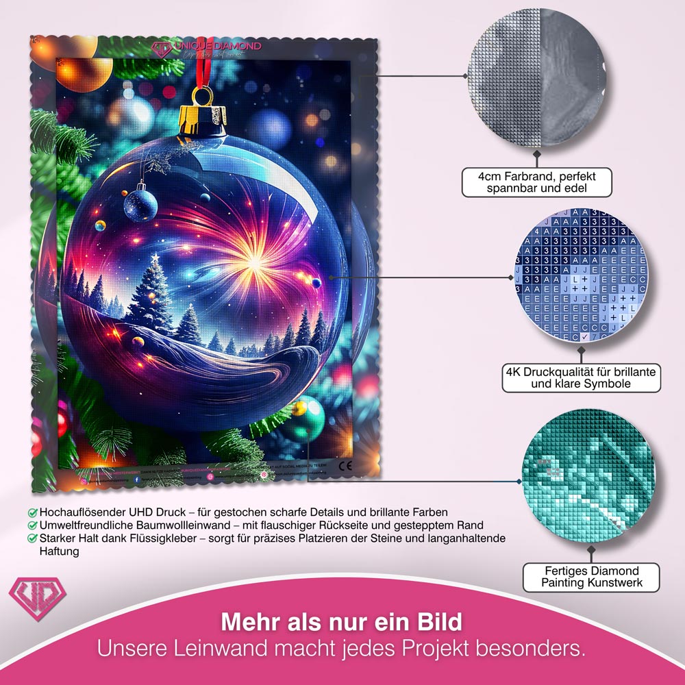 5D Diamond Painting – Magischer Weihnachtskugel Unique-Diamond
