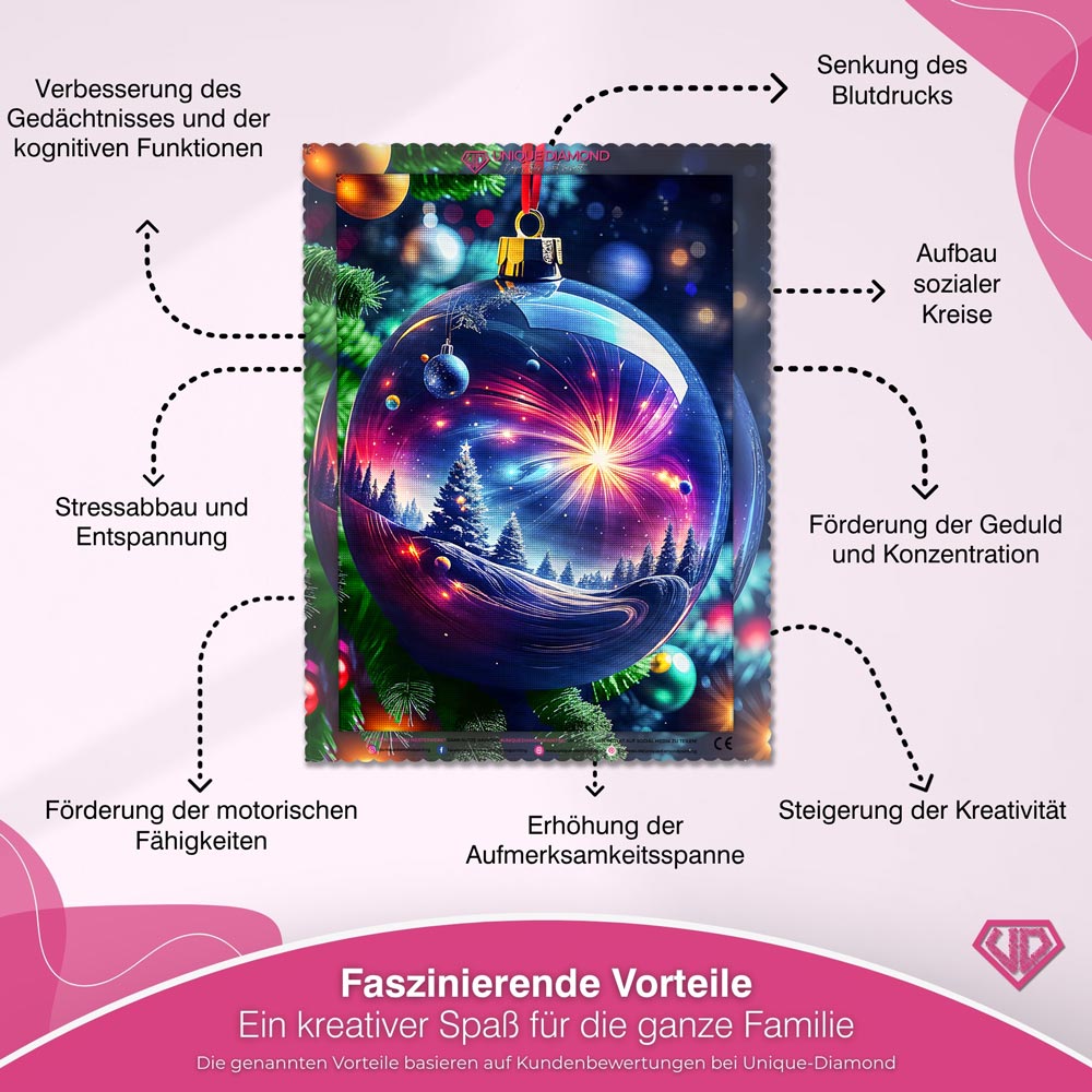 5D Diamond Painting – Magischer Weihnachtskugel Unique-Diamond