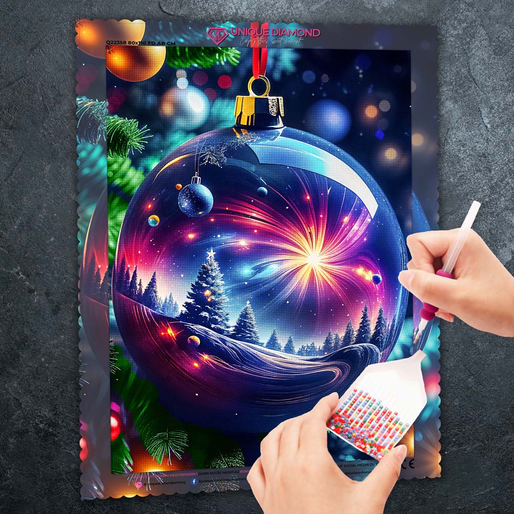 5D Diamond Painting – Magischer Weihnachtskugel Unique-Diamond