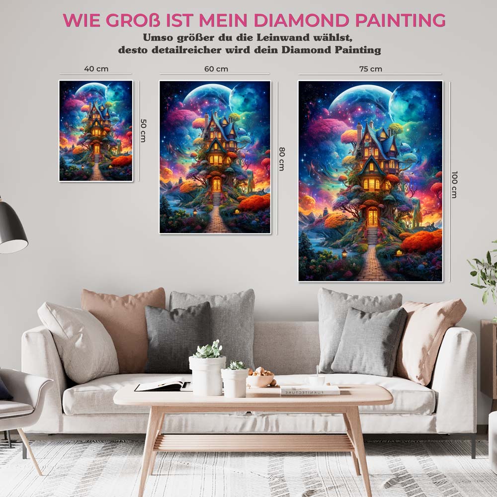5D Diamond Painting AB Steine Magischer Haus im Universum, Unique-Diamond
