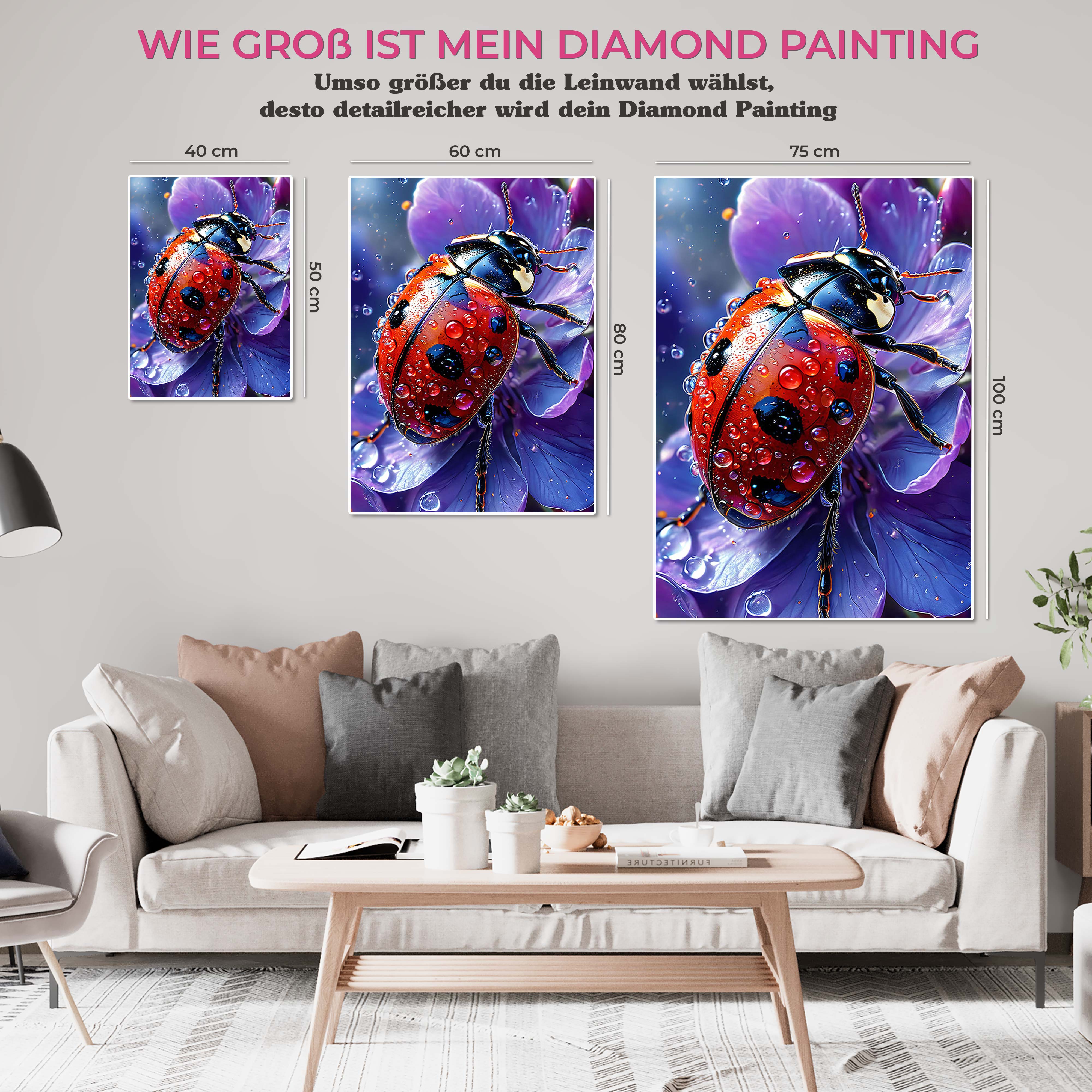 5D Diamond Painting AB Steine Marienkäfer, Unique-Diamond