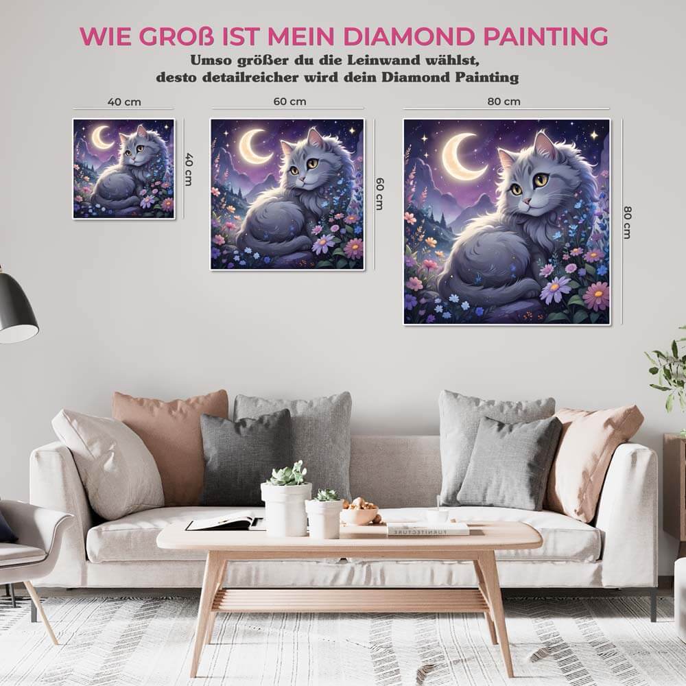 5D Diamond Painting AB Steine Moonlit Feline Fantasy