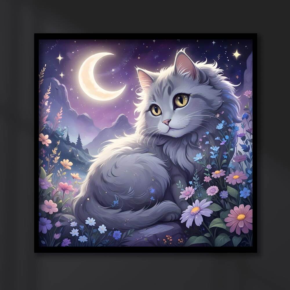5D Diamond Painting AB Steine Moonlit Feline Fantasy