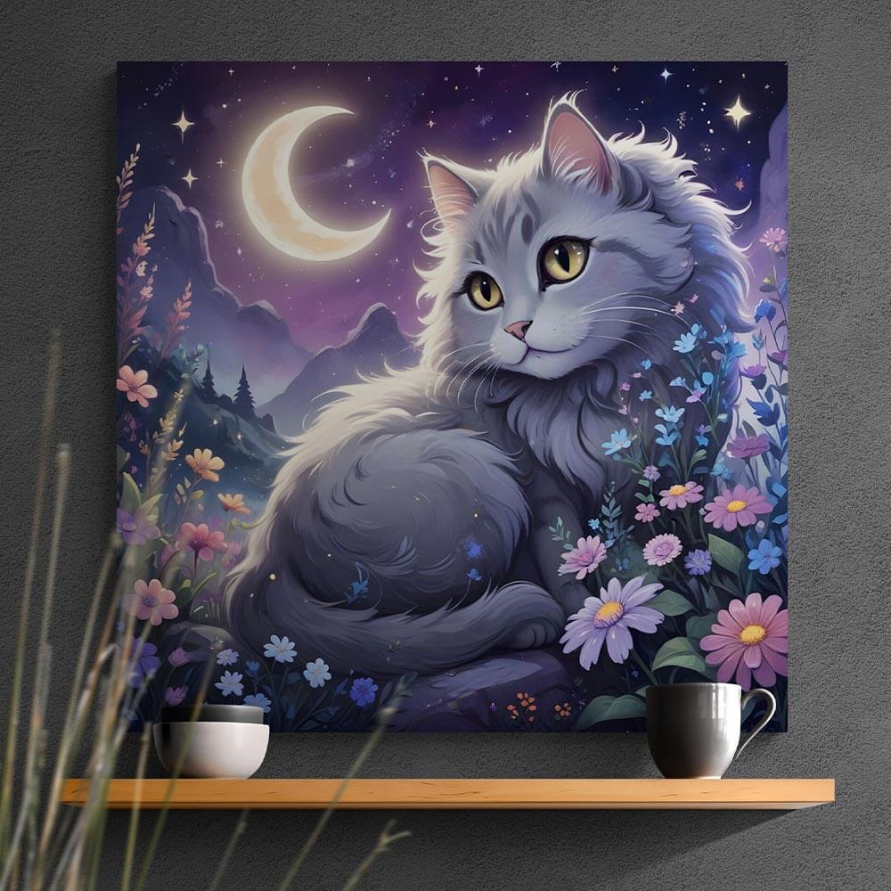5D Diamond Painting AB Steine Moonlit Feline Fantasy