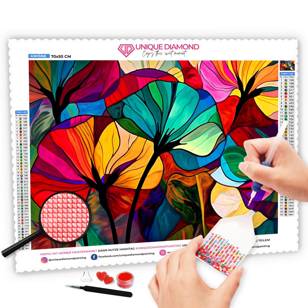 5D Diamond Painting AB Steine Multicolored Flowers Unique-Diamond