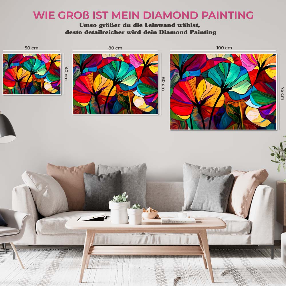 5D Diamond Painting AB Steine Multicolored Flowers Unique-Diamond