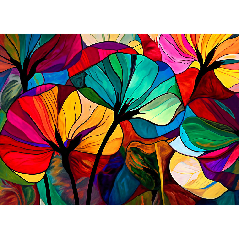 5D Diamond Painting AB Steine Multicolored Flowers Unique-Diamond