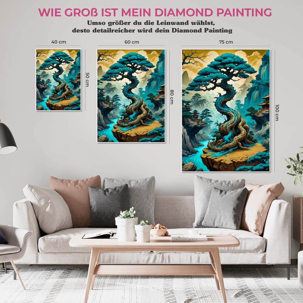 5D Diamond Painting AB Steine Mystical Zen Garden mit 100 Farben, Unique-Diamond