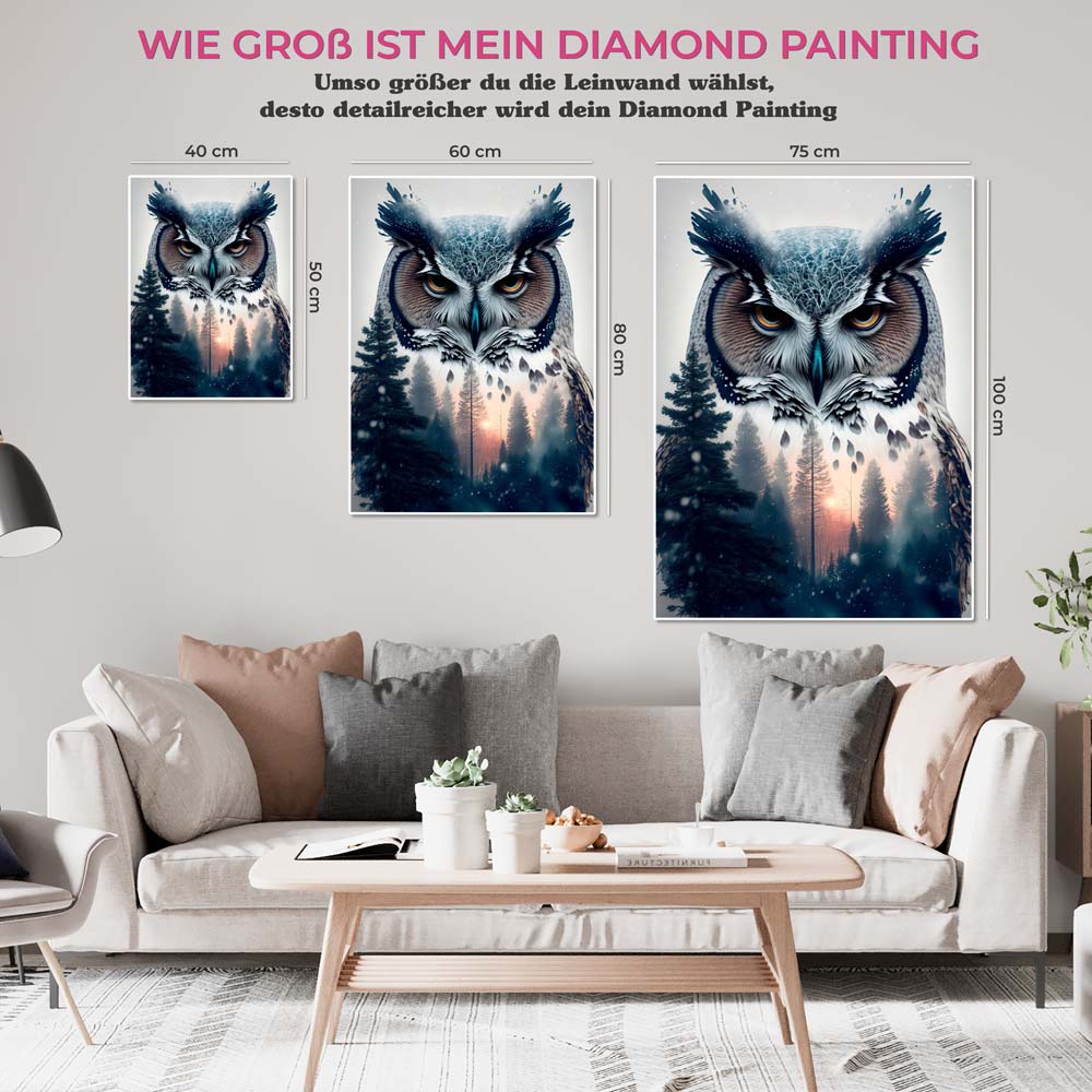 5D Diamond Painting AB Steine Natur Eule, Unique-Diamond