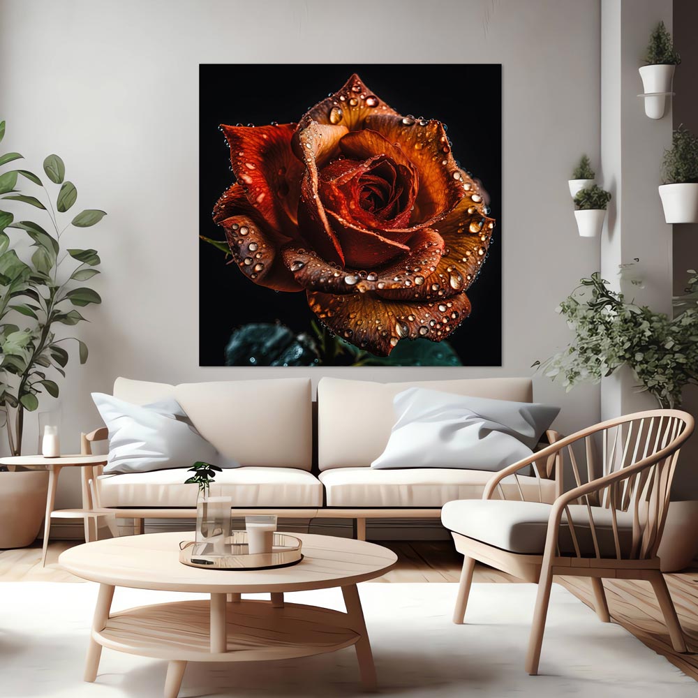 5D Diamond Painting AB Steine Orangene Rose, Unique-Diamond
