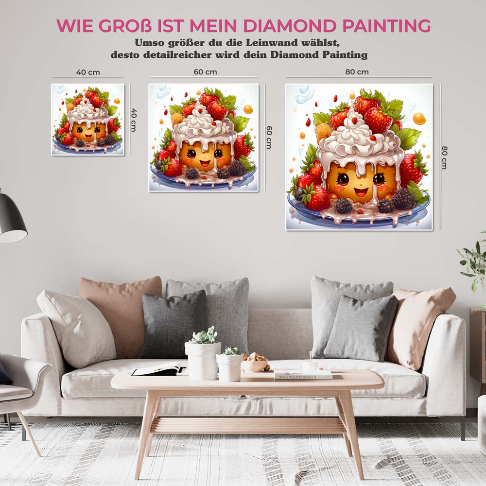 5D Diamond Painting AB Steine Strawberry Cake, Unique-Diamond