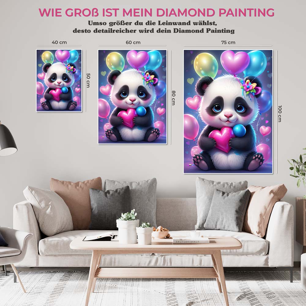5D Diamond Painting AB Steine Panda With Heart, Unique-Diamond